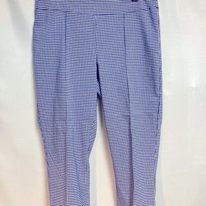 Jules & Leopoldo blue, black & white checkered ankle pants size Large (#SUM151)
